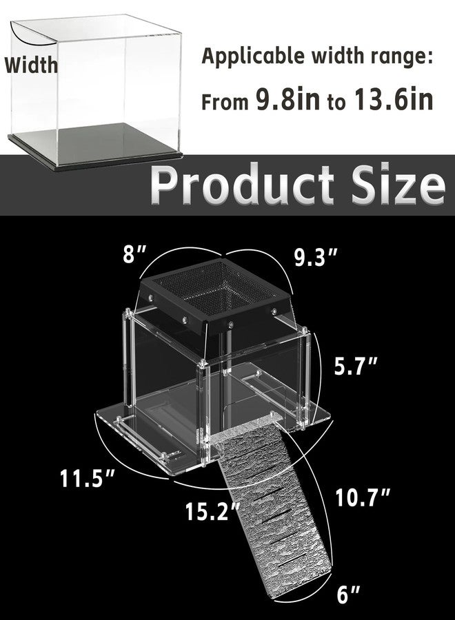 VERSSURE Turtle Basking Platform & Dock, Clear Acrylic Turtle Topper Basking Platform with Metal Mesh Top, Anti-Slip Reptile Ramp Sunbathing Dock,Fits 9.8-13.6 Inch Wide Aquariums - Image 3